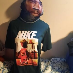 Nike Dark Green T-Shirt with Basketball Graphic. Shirt Only